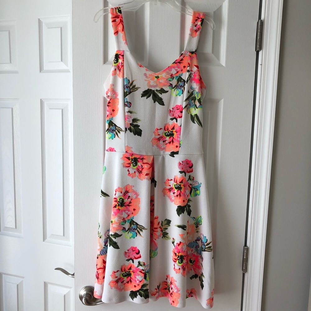 White floral A-line dress